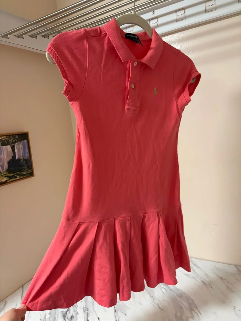 Ralph Lauren Girls' Coral Pink Polo Dress